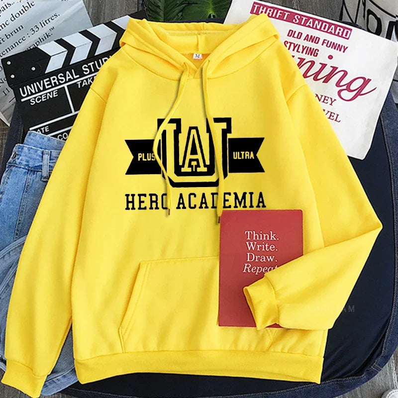 Harajuku Anime Manga UA My Hero Academia Logo Hoodies Sweatshirt Men Long Sleeve Streetwear Women Patchwork Winter Sweatshirts
