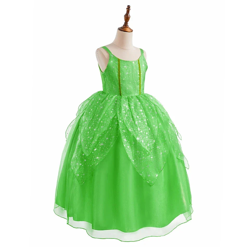 Girls Elsa Anna Dress Children Princess Carnival Dress Kids Jasmine Rapunzel Pageant Flower Disguise Cosplay Christmas Costume