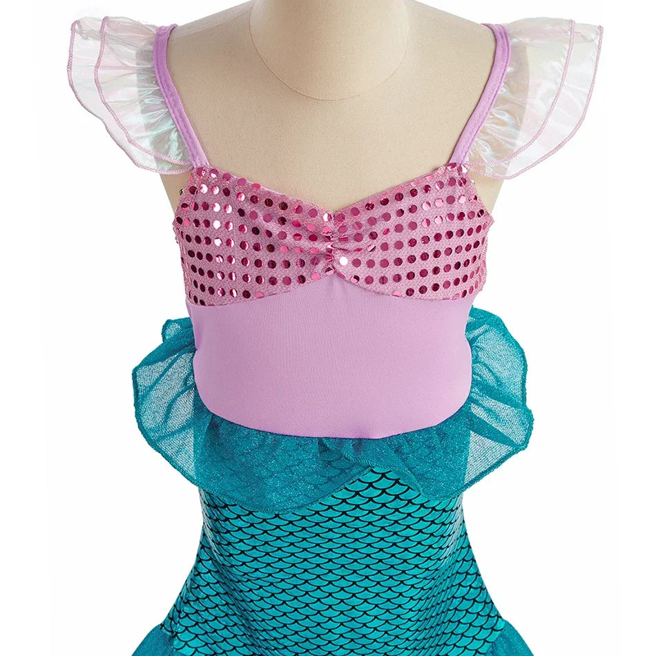 Kids Belle Costume Girl Halloween Princess Cosplay Party Dress Children Rapunzel Cinderella Anna Elsa Encanto Birthday Clothes