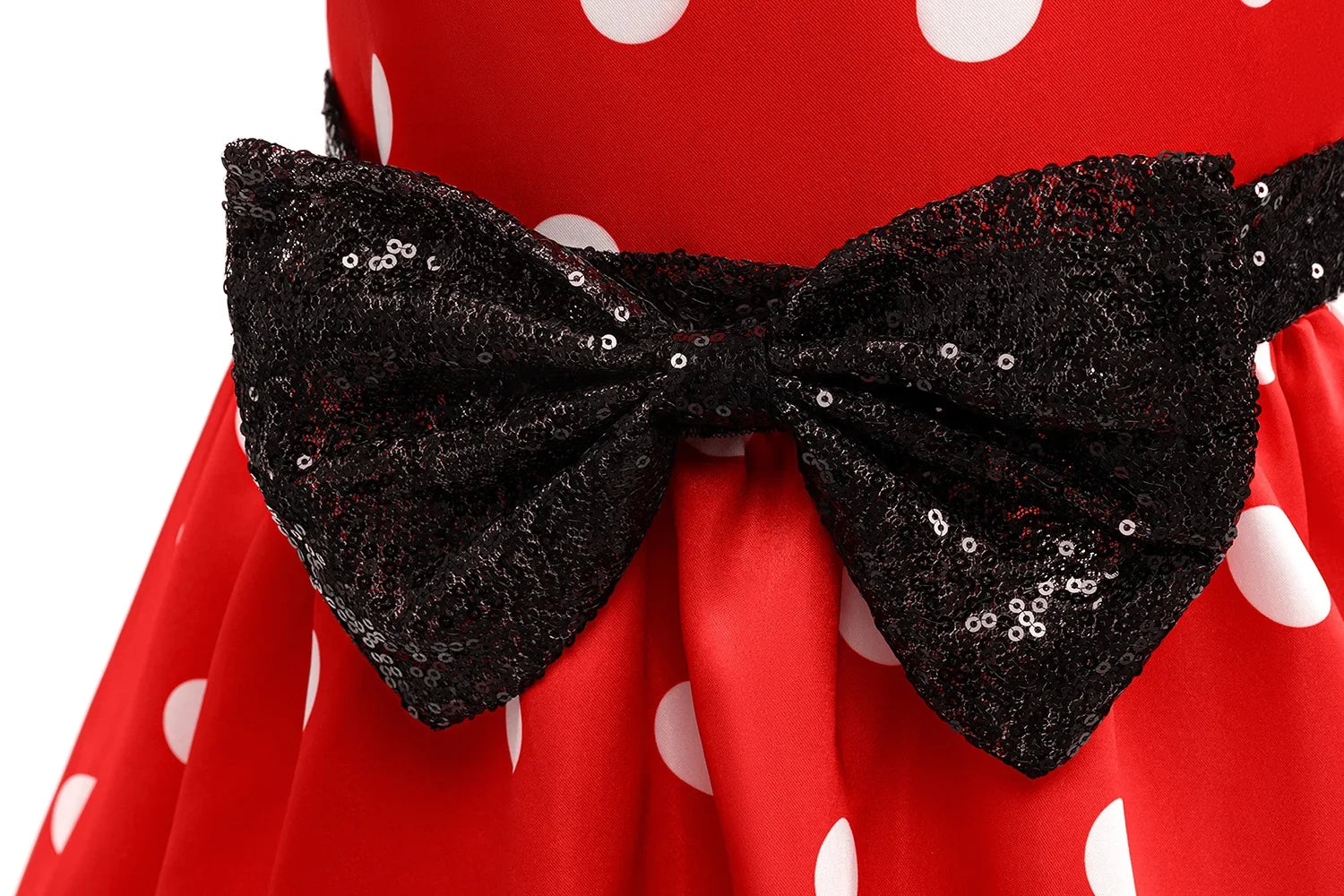 New Polka Dot Bow Sequin Little Fly Sleeve Princess Dress for Girls Christmas and Halloween Cosplay Performance Costume