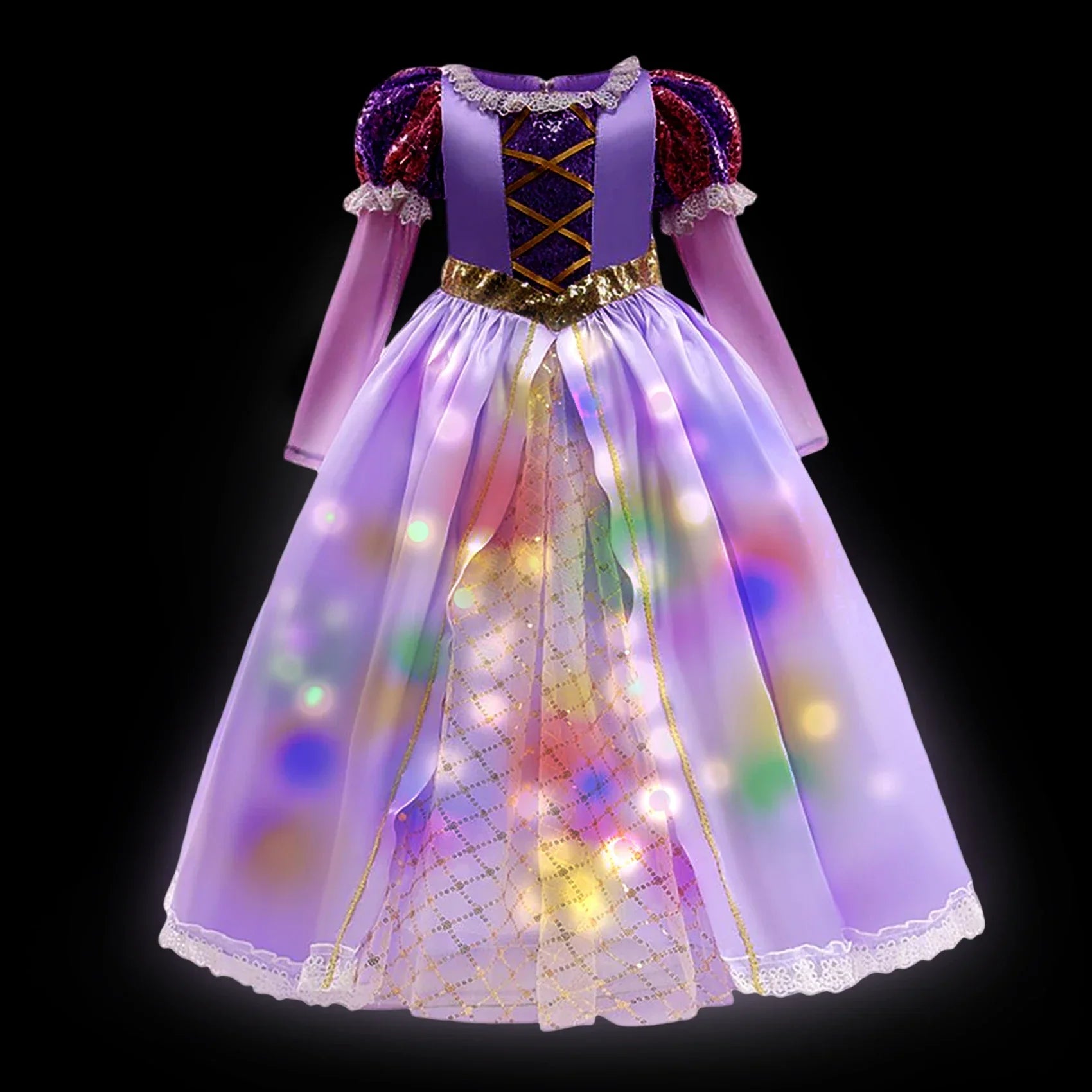 2025 Evening Party Girls LED Lights Elsa Anna Kids Princess Dress Coslplay Halloween Luminous Prom Gowns