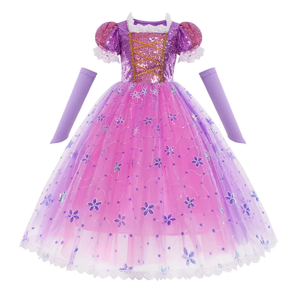 Little Girl Sofia Princess Ball Gown Role Play Delicate Carnival Costume Junior Catoon TV Series Heroine Dress Birthday Party