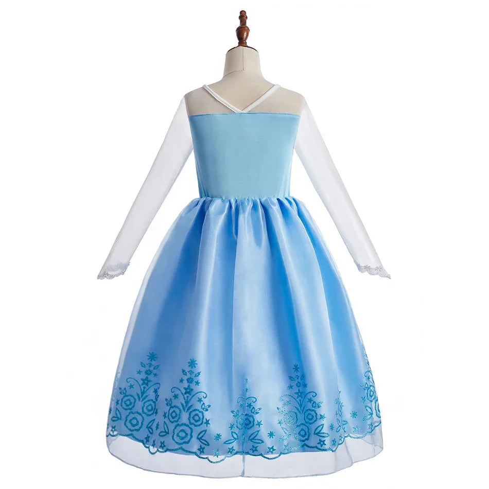 Girl Anna Elsa Dress Kids Halloween Cosplay Costume Children Princess Dresses Carnival Birthday Elegant Party Clothes 3-10 Years