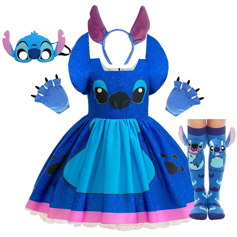 Baby Movie Stitch Role Playing Costume Sets Cartoon Cute Princess Dress Stage Performance Purim Carnival Kids Dress