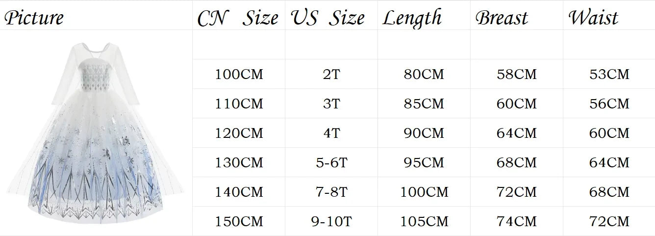 Elsa Princess Dress For Girl White Printed Long-Sleeved Lace Dress Festive Party Gift Set Frozen Dress Fire Spirit Olaf