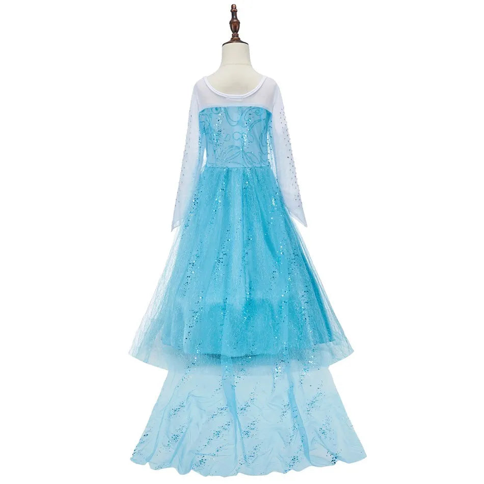 3 4 5 6 7 8 9 10 Years Children Princess Dress Kids Elsa Cosplay Dress Up Little Girls Summer Costume Halloween Party Clothing