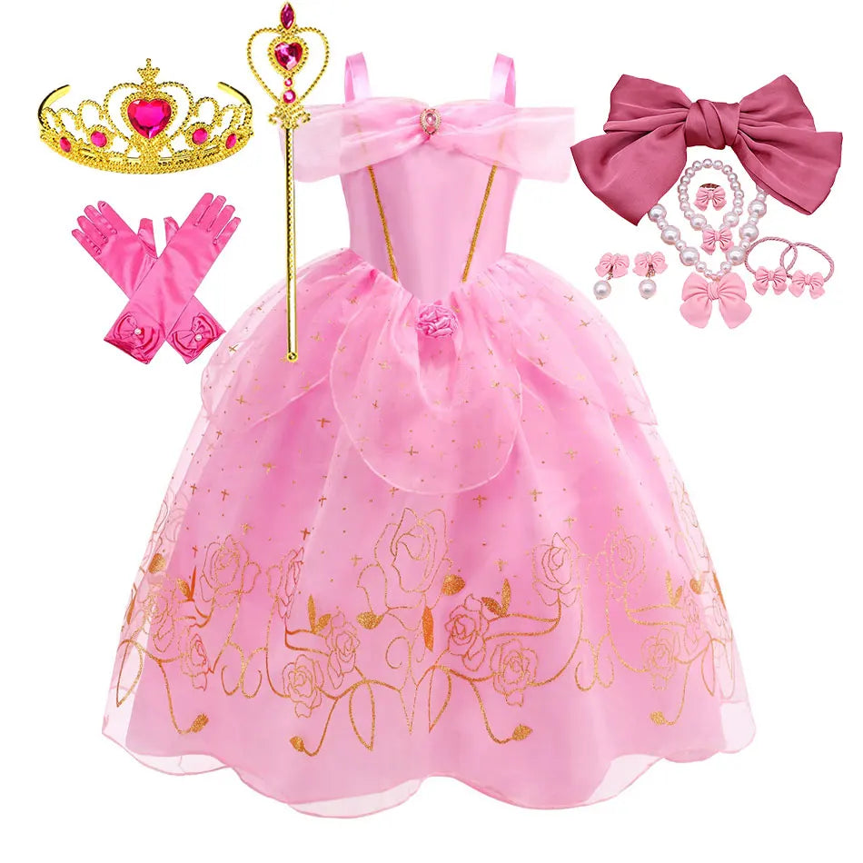 2026 Sleeping Beauty Costume Play Princess Carnival Aurora Birthday Princess Party Dress Halloween Apparel Purim Fairy Vestido
