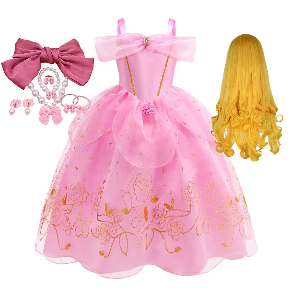 2026 Sleeping Beauty Costume Play Princess Carnival Aurora Birthday Princess Party Dress Halloween Apparel Purim Fairy Vestido