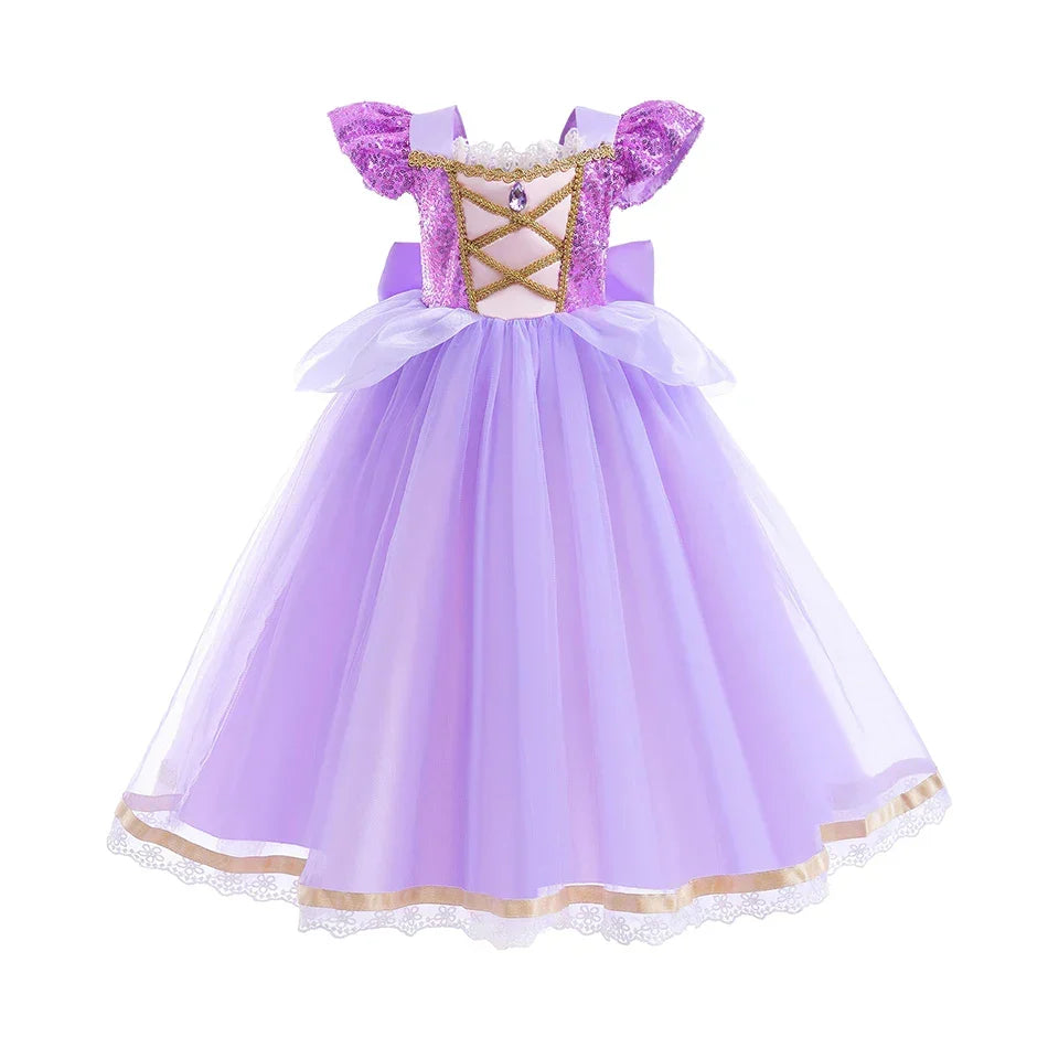Girls Little Mermaid Aurora Costume Children Ariel Sleeping Beauty Dress Kids Peach Wedding Pink Fantasy Princess Disguise