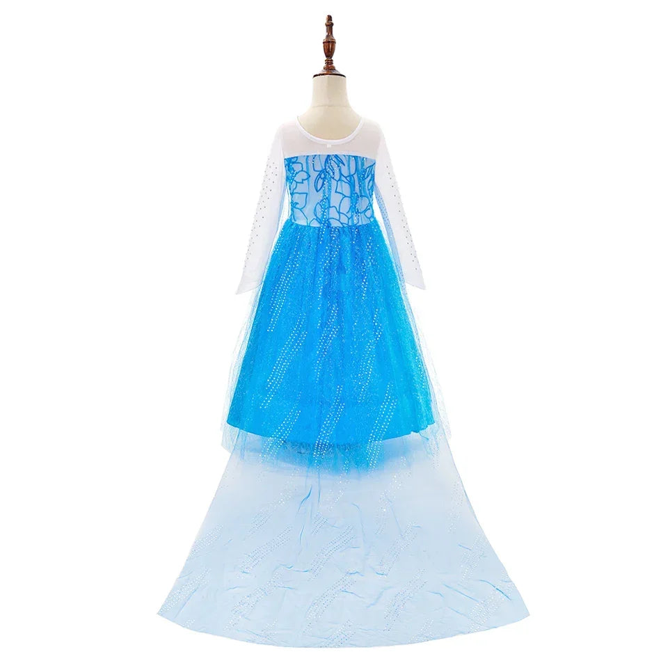 Girl Anna Elsa Dress Kids Halloween Cosplay Costume Children Princess Dresses Carnival Birthday Elegant Party Clothes 3-10 Years