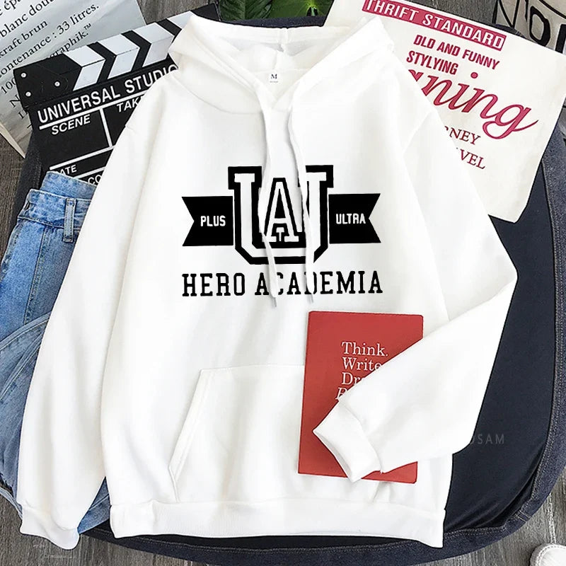 Harajuku Anime Manga UA My Hero Academia Logo Hoodies Sweatshirt Men Long Sleeve Streetwear Women Patchwork Winter Sweatshirts