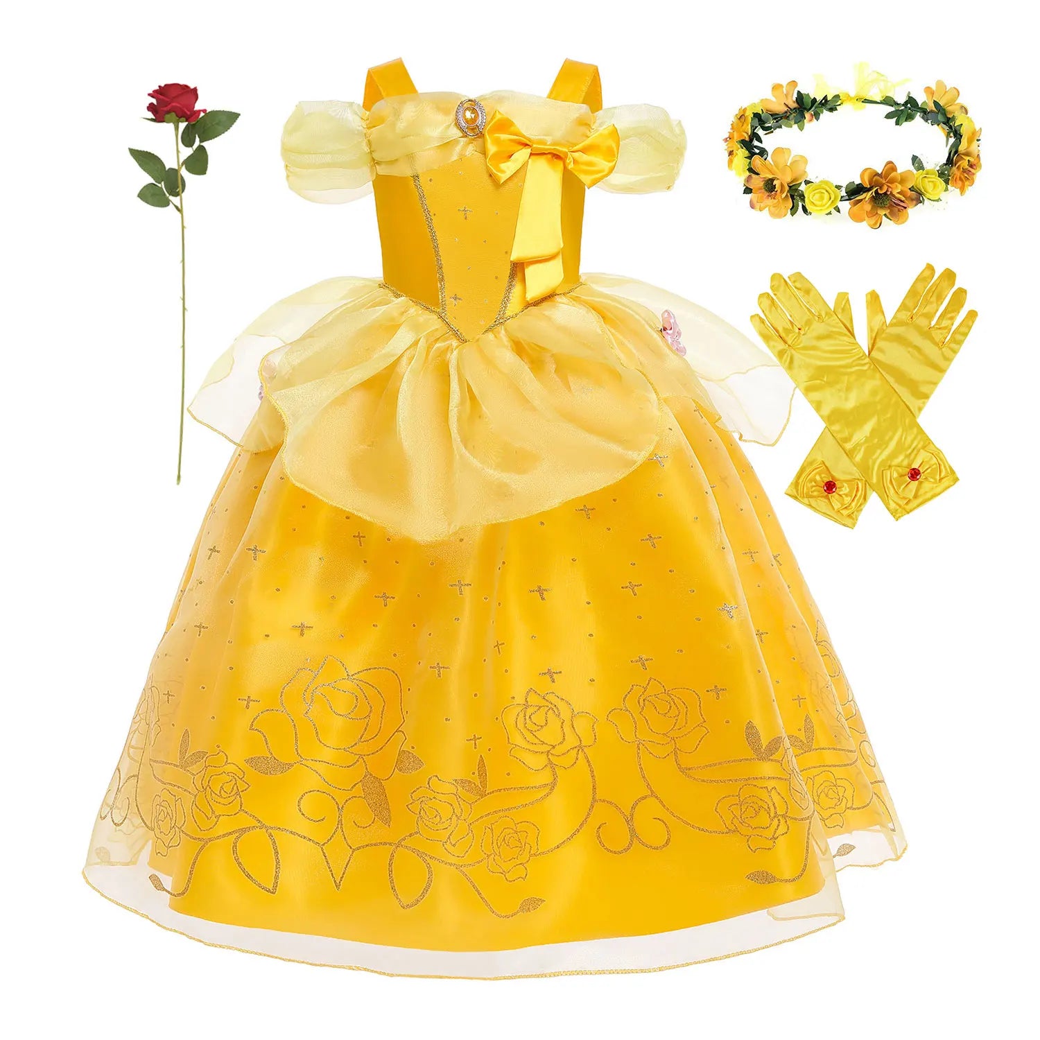 2026 Kid England Style Belle Deluxe Princess Costume Carnival Apparel Birthday Party Carnival Beauty and Beast Cosplay Dress