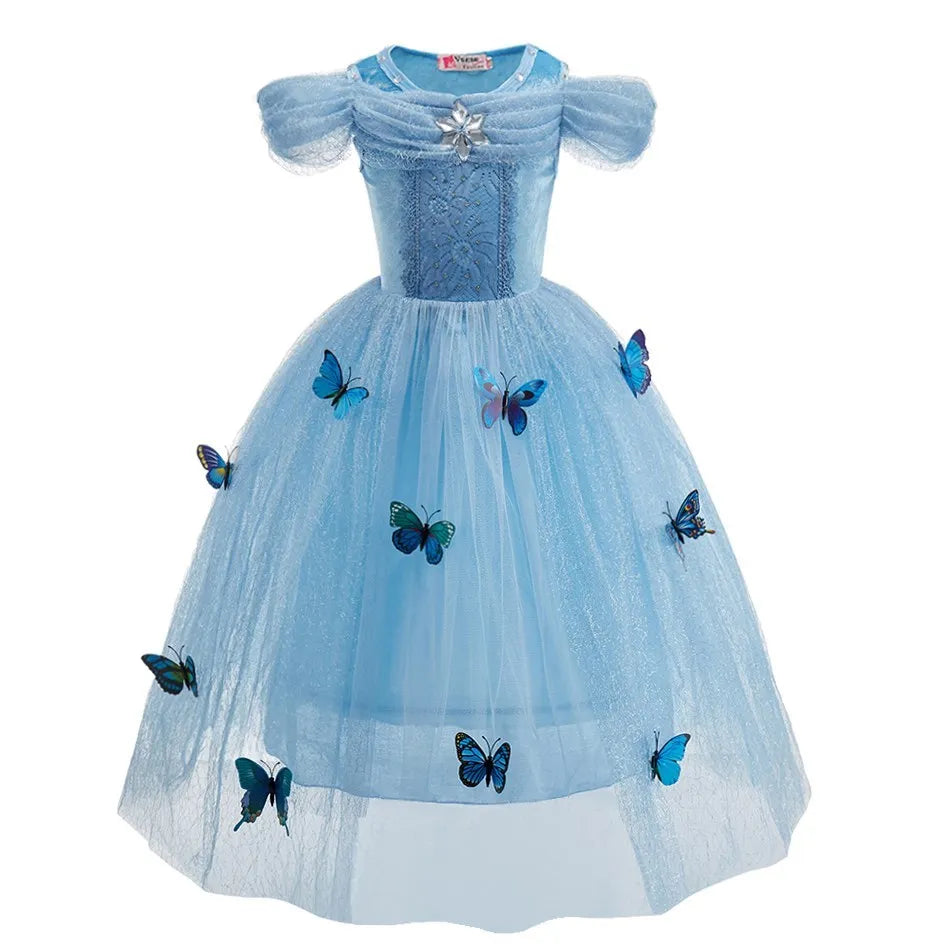 Kid Snow White Cinderella Rapunzel Elsa Belle Costume Girl Halloween Christmas Carnival Dress Children Princess Evening Gown