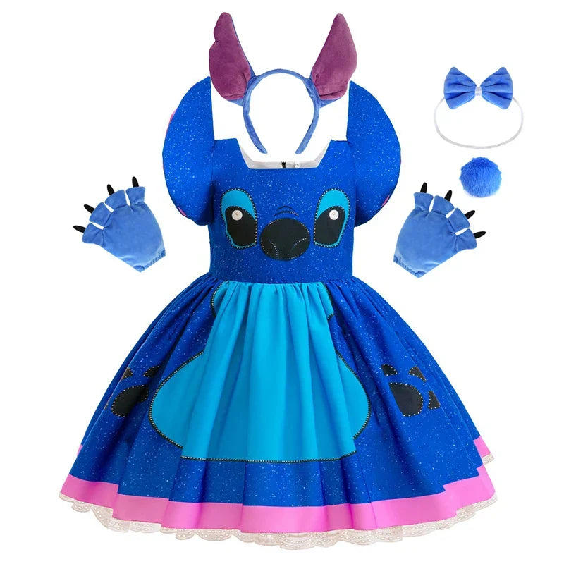 Baby Movie Stitch Role Playing Costume Sets Cartoon Cute Princess Dress Stage Performance Purim Carnival Kids Dress