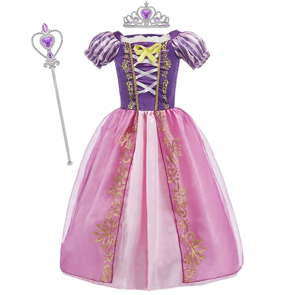 Girls Costume Children Cosplay Princess Dress Kids Halloween Birthday Pageant Party Rapunzel Dress Girl Carnival Tangled Clothes