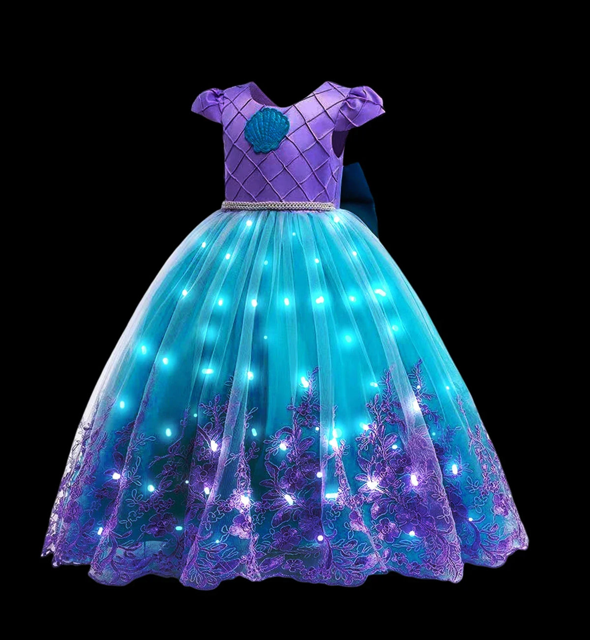 2025 Evening Party Girls LED Lights Elsa Anna Kids Princess Dress Coslplay Halloween Luminous Prom Gowns