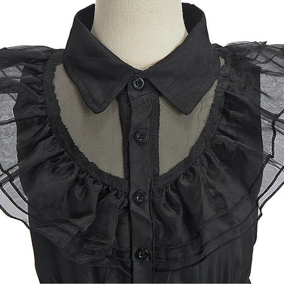 Girl Costume Kids Cosplay Black Princess Dress Children Pageant Dinner Dress Girl Halloween Party Dancing Clothing