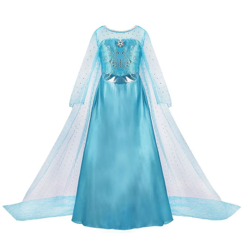 Girl Anna Elsa Dress Kids Halloween Cosplay Costume Children Princess Dresses Carnival Birthday Elegant Party Clothes 3-10 Years