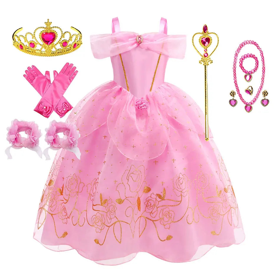 2026 Sleeping Beauty Costume Play Princess Carnival Aurora Birthday Princess Party Dress Halloween Apparel Purim Fairy Vestido