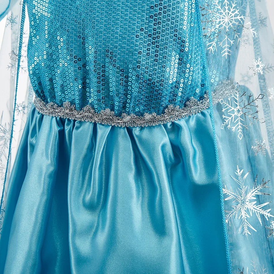 Children Anna Elsa Dress Girls Princess Cosplay Costume Kids Snow Queen Sequined Elegant Dress Girl Christmas Carnival Clothes