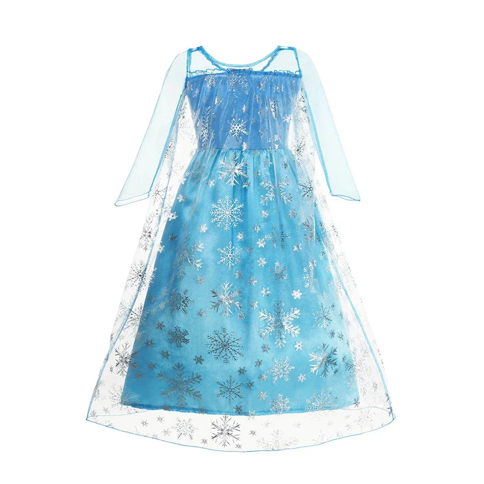 Girls Snow Queen Elsa Kids Costumes for Girl 2025 Carnival Party Prom Gown Robe-Playing Children Clothing Toddler Princess Dress