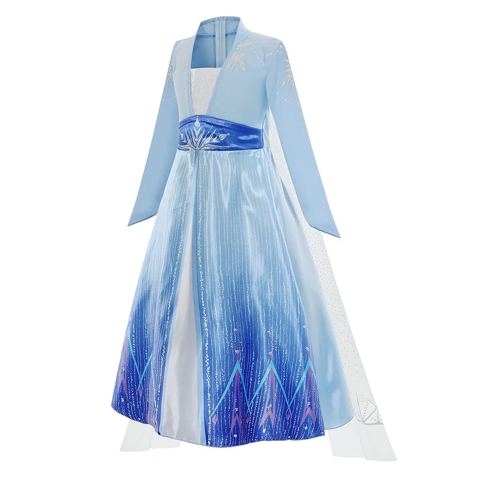 2026 Elsa Kids Princess Costume For Girl Birthday Party Long Sleeve Halloween Cosplay Carnival Clothing Kids Dress For Girls