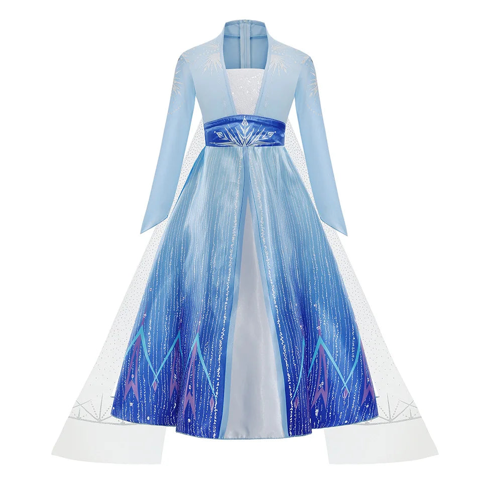 2026 Elsa Kids Princess Costume For Girl Birthday Party Long Sleeve Halloween Cosplay Carnival Clothing Kids Dress For Girls
