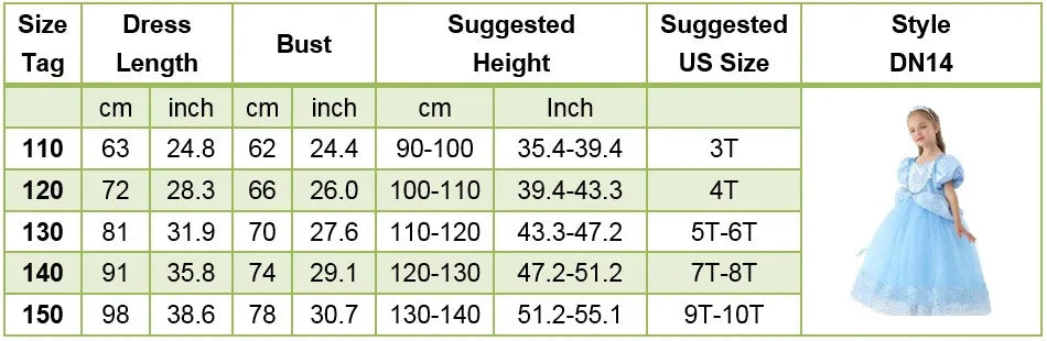 Kids Cinderella Costume Princess Dress for Girls Children Rapunzel Snow White Belle Jasmine Elsa Aurora Cosplay Carnival Dresses