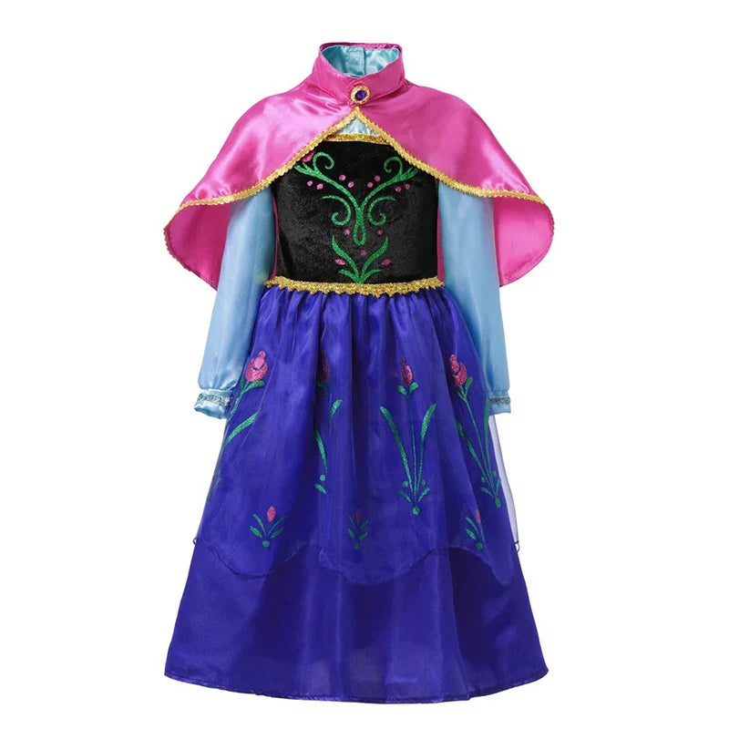Girls Elsa Anna Dress Children Princess Carnival Dress Kids Jasmine Rapunzel Pageant Flower Disguise Cosplay Christmas Costume