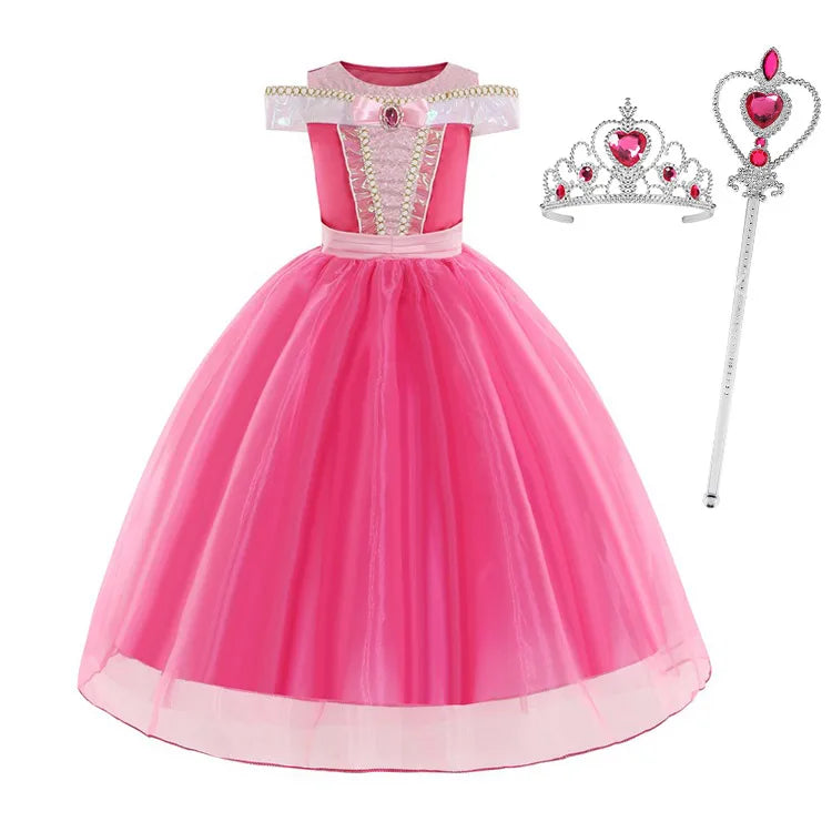 3 4 5 6 7 8 Yrs Sleeping Beauty Carnival Dress up Girls Aurora Cosplay Halloween Apparel Princess Toddler Christmas Ball Gown