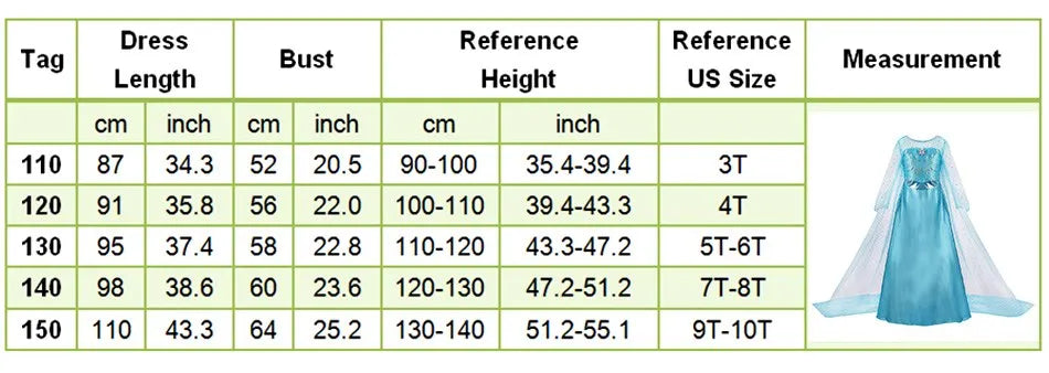 Girl Anna Elsa Dress Kids Halloween Cosplay Costume Children Princess Dresses Carnival Birthday Elegant Party Clothes 3-10 Years