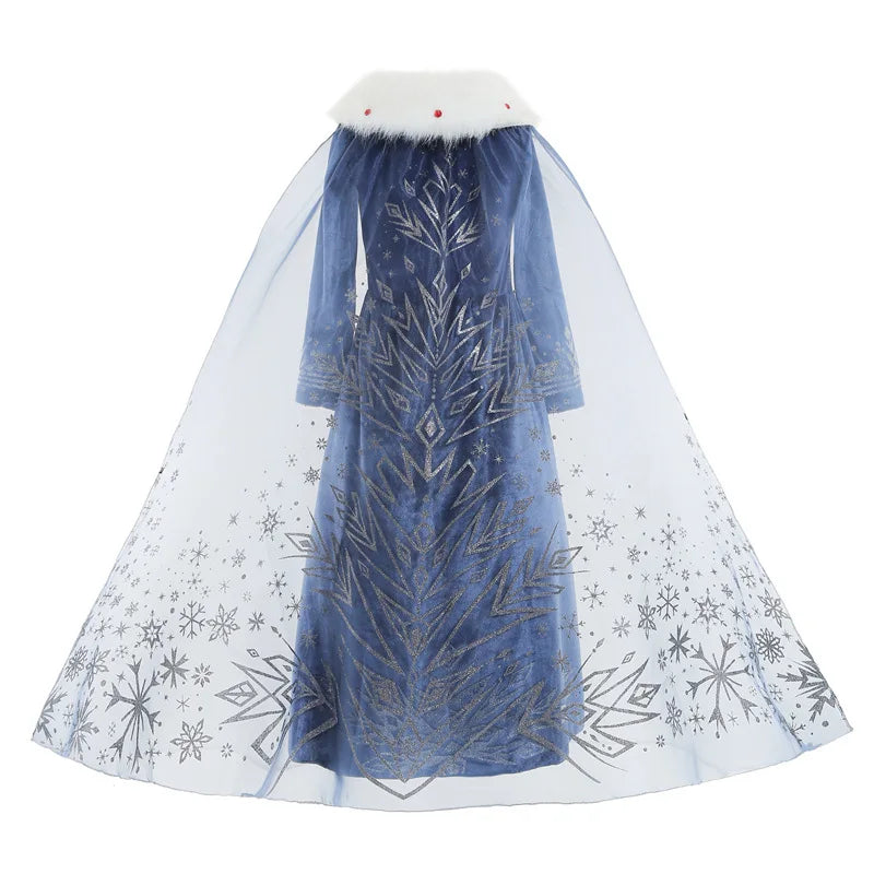 Elsa Dress for Girl Princess Birthday Party Winter Costume Kids Cosplay Frozen Evening Long Sleeve Clothes Snow Queen