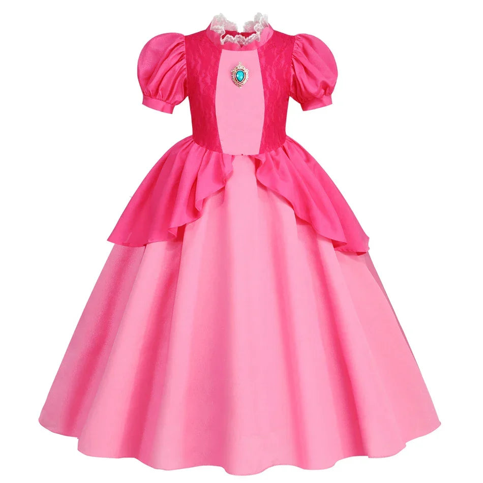 Peach Dresses For Girls Princess Costume Clothes Party Cosplay Halloween Carnival Birthday Dress Kids Vestidos