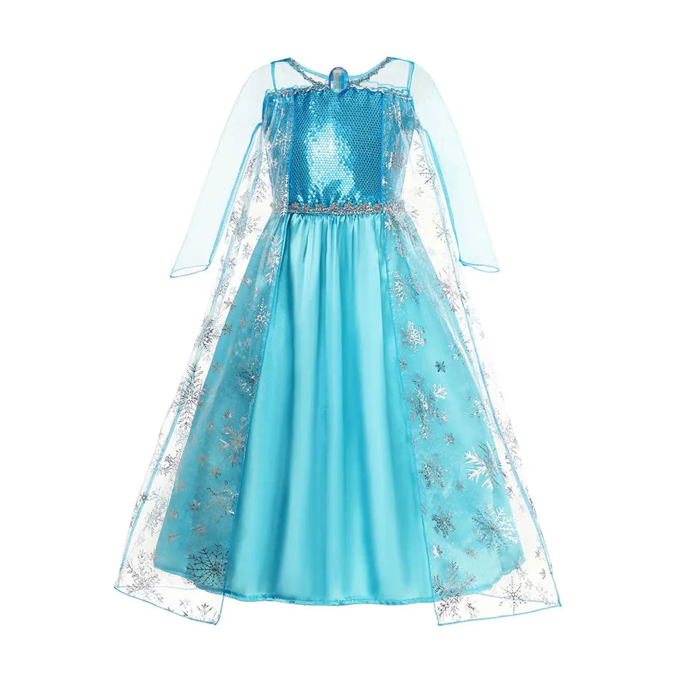 Girls Elsa Anna Dress Children Princess Carnival Dress Kids Jasmine Rapunzel Pageant Flower Disguise Cosplay Christmas Costume
