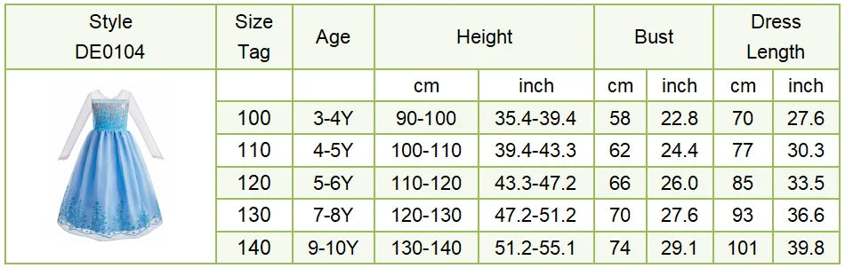 Girl Anna Elsa Dress Kids Halloween Cosplay Costume Children Princess Dresses Carnival Birthday Elegant Party Clothes 3-10 Years