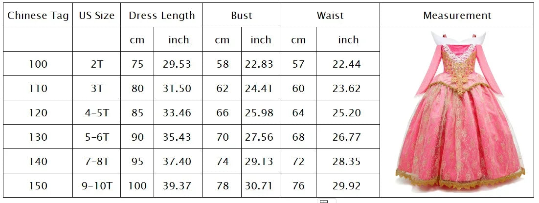 Sleeping Beauty Aurora Princess Dress Girl Cosplay Off Shoulder Kids Gifts Fancy Party Girl Baby Fine Lace Dress Set