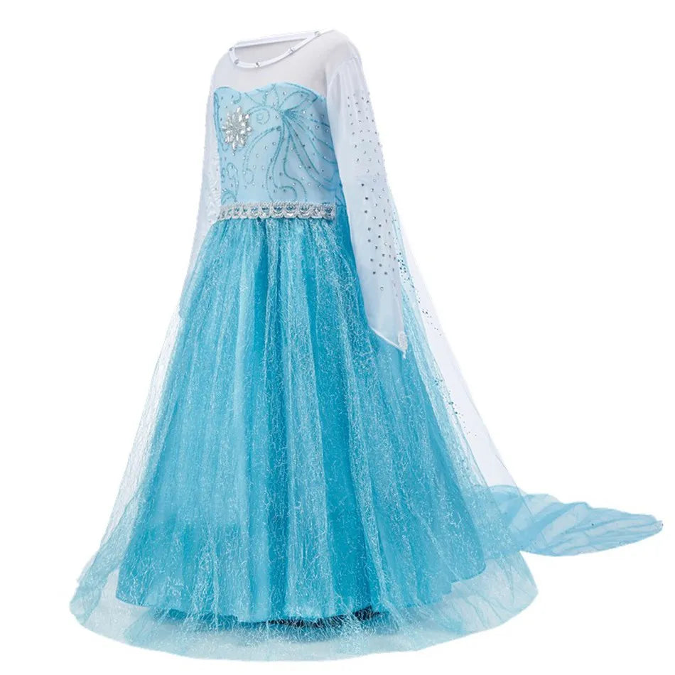 3 4 5 6 7 8 9 10 Years Children Princess Dress Kids Elsa Cosplay Dress Up Little Girls Summer Costume Halloween Party Clothing