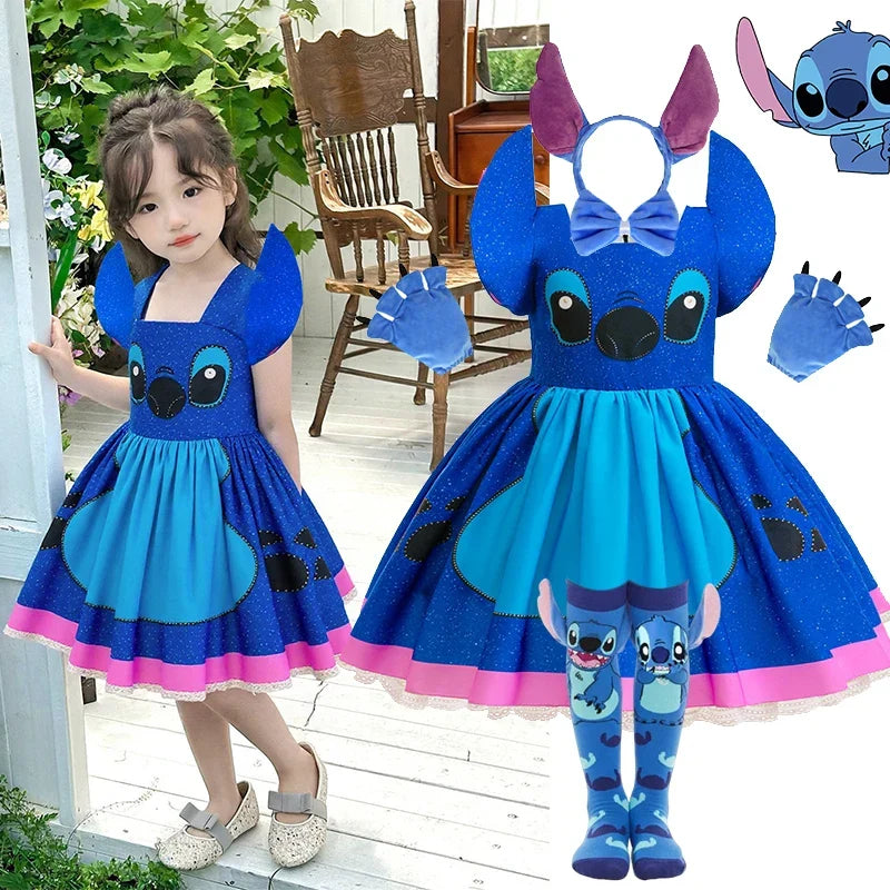 Baby Movie Stitch Role Playing Costume Sets Cartoon Cute Princess Dress Stage Performance Purim Carnival Kids Dress