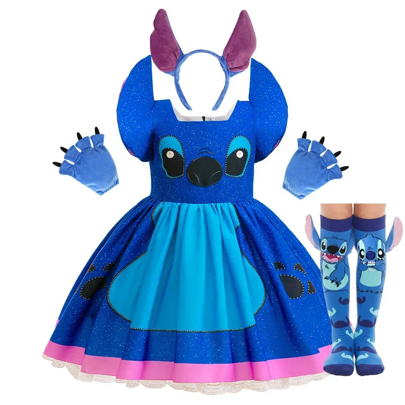 Baby Movie Stitch Role Playing Costume Sets Cartoon Cute Princess Dress Stage Performance Purim Carnival Kids Dress
