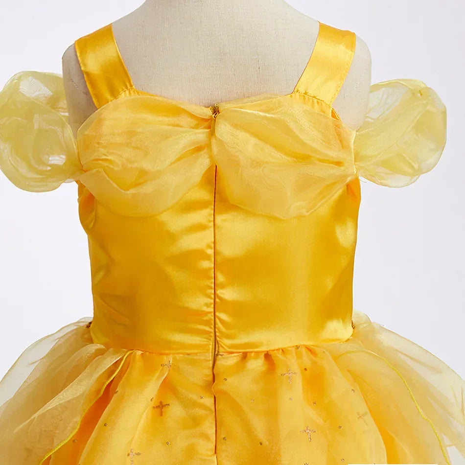 2026 Kid England Style Belle Deluxe Princess Costume Carnival Apparel Birthday Party Carnival Beauty and Beast Cosplay Dress