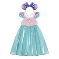 Kids Little Mermaid Summer Girls Casual Dress Ariel Princess Dress Cute Birthday Party Costume Kids Dress