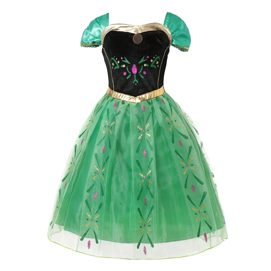 Girls Elsa Anna Dress Children Princess Carnival Dress Kids Jasmine Rapunzel Pageant Flower Disguise Cosplay Christmas Costume