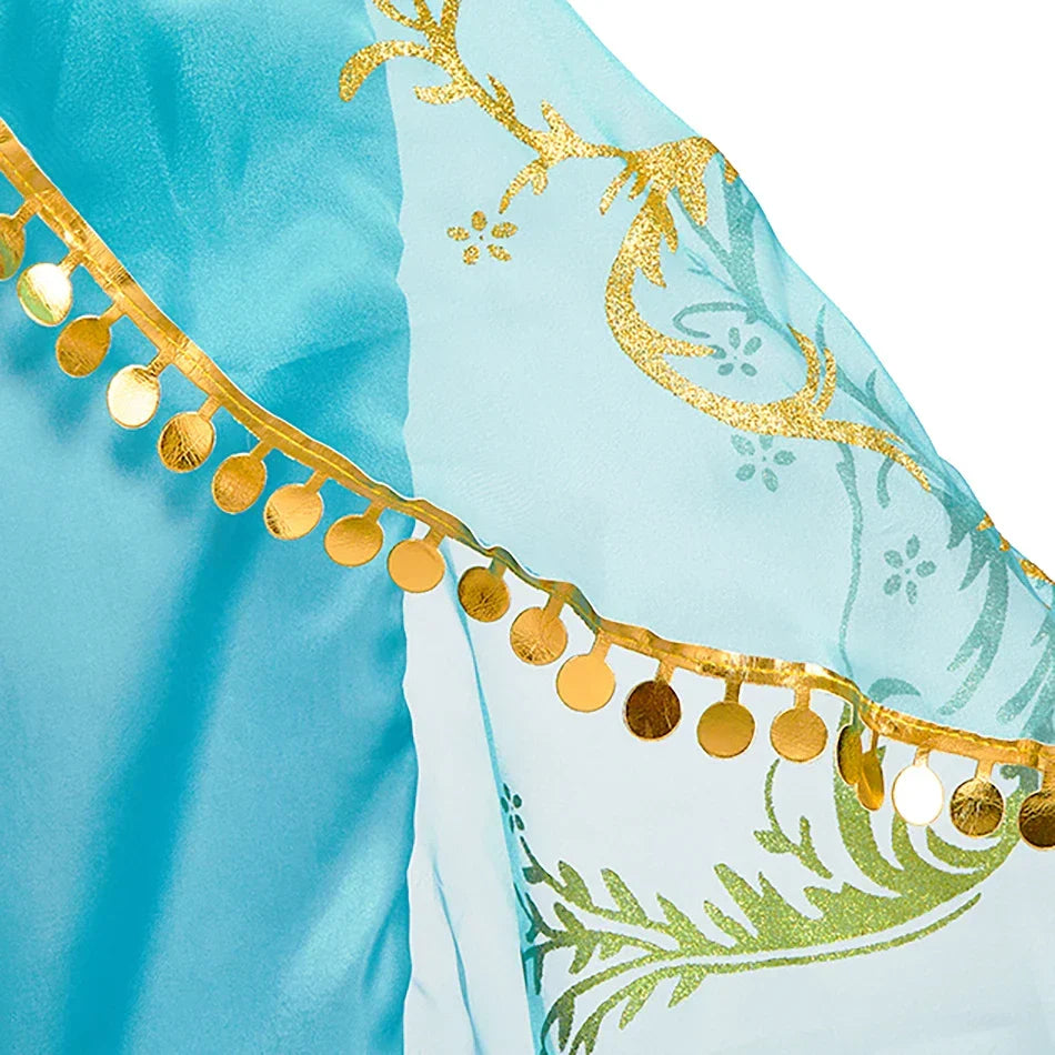 Kids Arabian Princess Dress Girls Halloween Jasmine Costume Children Carnival Cosplay Party Disguise Girl Sequins Pageant Outfit