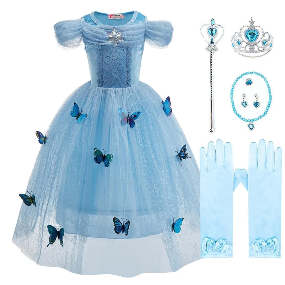 Anna Elsa Costume Children Princess Dress for Girls Kids Cosplay Snow White Christmas Carnival Party Disguise Outfit
