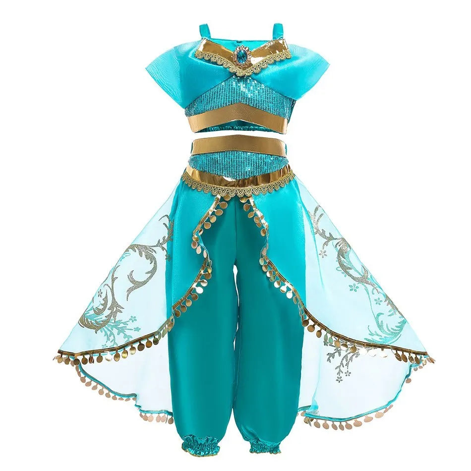 Kid Snow White Cinderella Rapunzel Elsa Belle Costume Girl Halloween Christmas Carnival Dress Children Princess Evening Gown