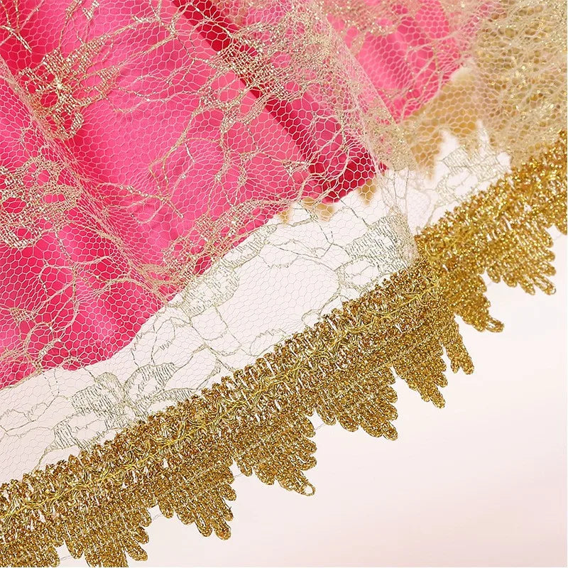Sleeping Beauty Aurora Princess Dress Girl Cosplay Off Shoulder Kids Gifts Fancy Party Girl Baby Fine Lace Dress Set