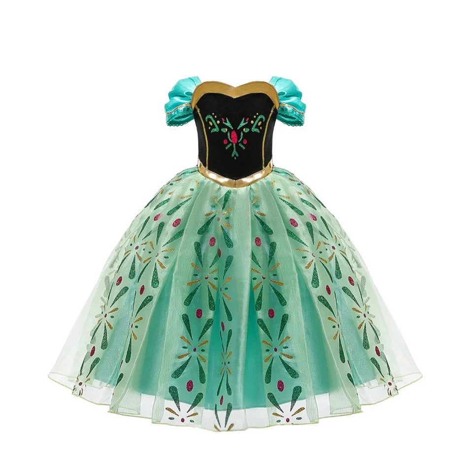 Full Printing Kids Cosplay Anna Princess Costume Fancy Birthday Carnival Party Prom Dress Toddler Role Play Clothing Outfits