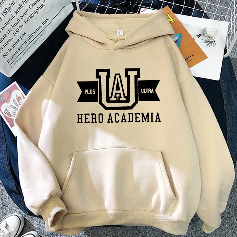 Harajuku Anime Manga UA My Hero Academia Logo Hoodies Sweatshirt Men Long Sleeve Streetwear Women Patchwork Winter Sweatshirts
