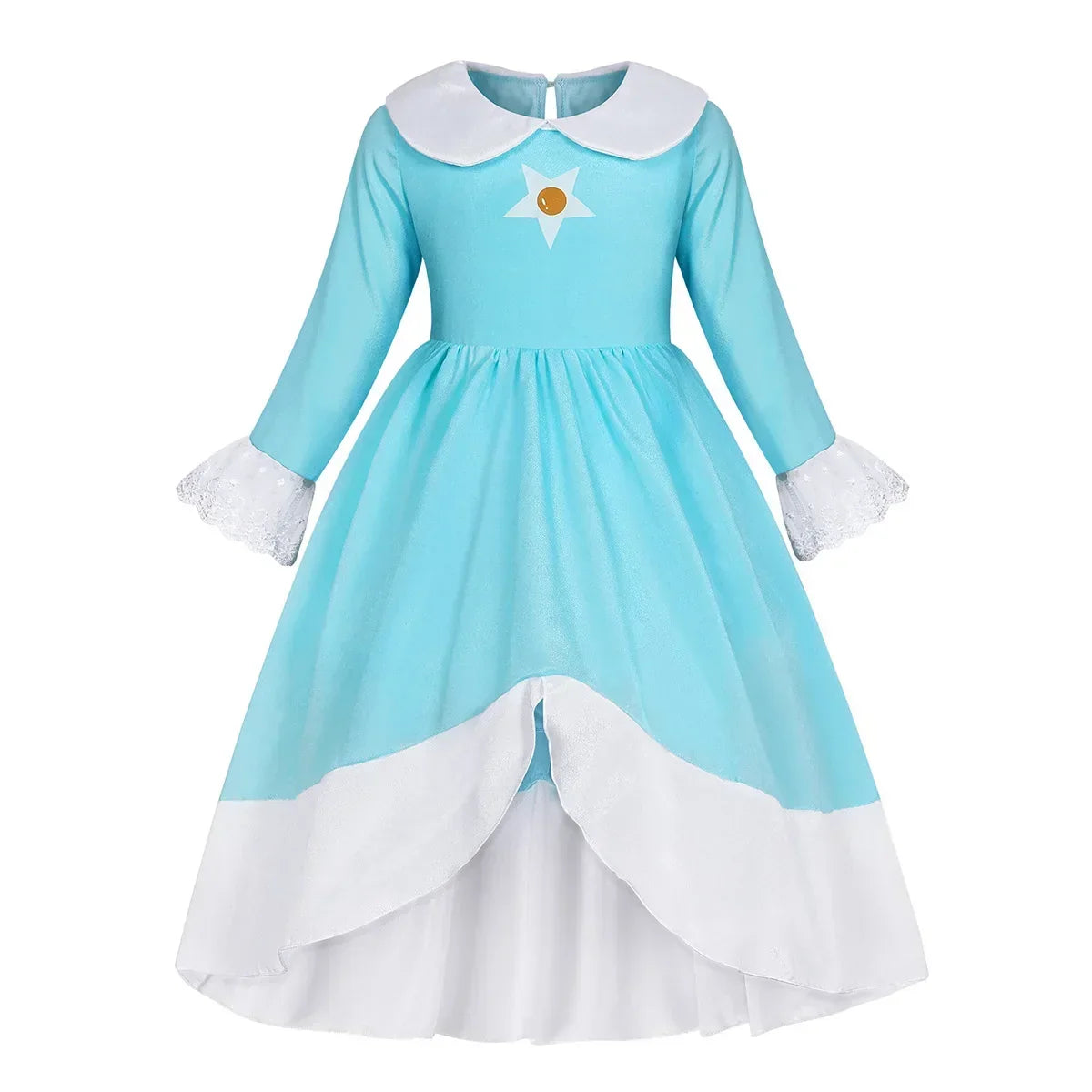 Dress Girls Peach Children Halloween Costume Game Role Play Princess Dress Long Sleeve