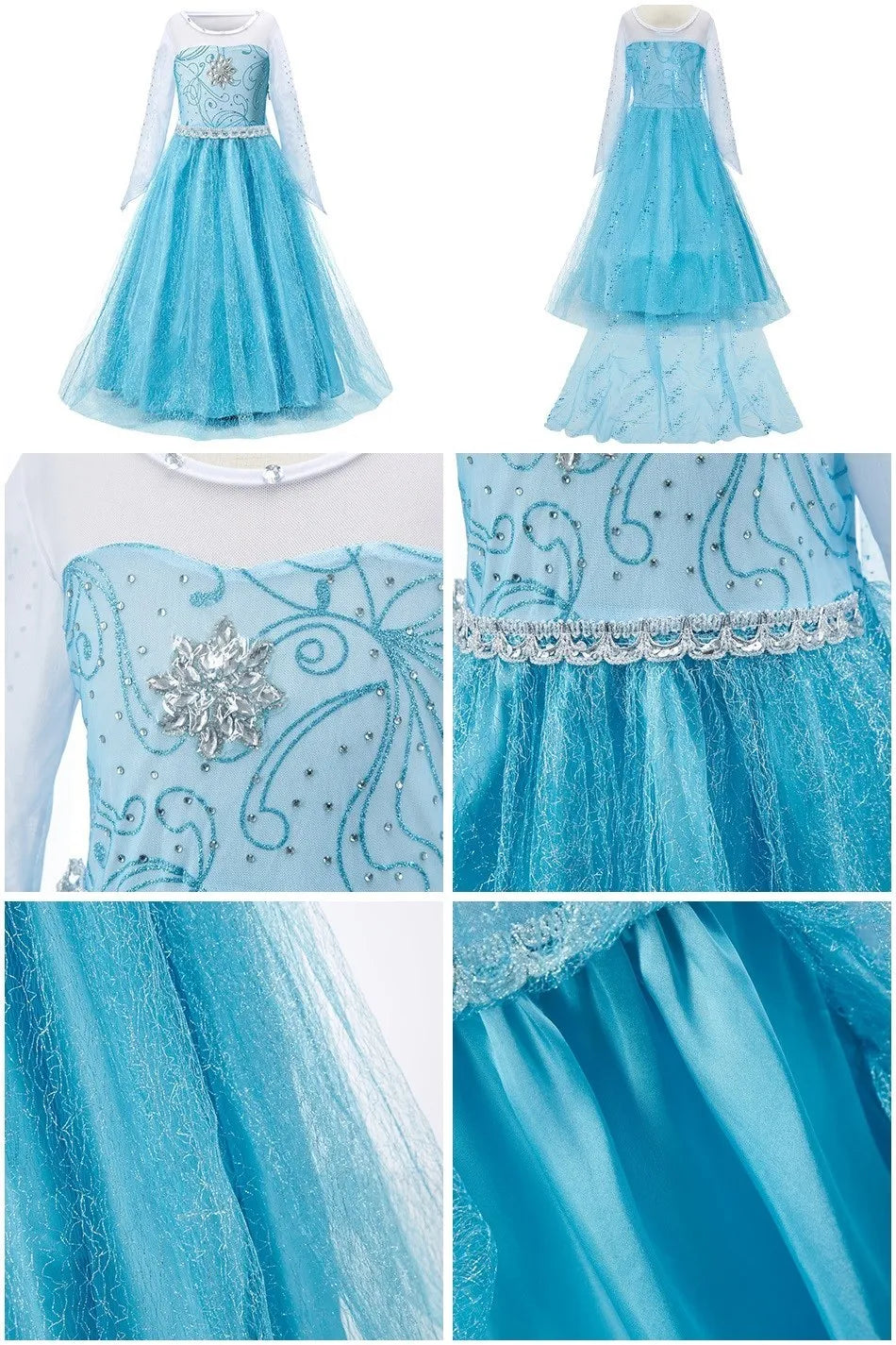 Kid Snow White Cinderella Rapunzel Elsa Belle Costume Girl Halloween Christmas Carnival Dress Children Princess Evening Gown